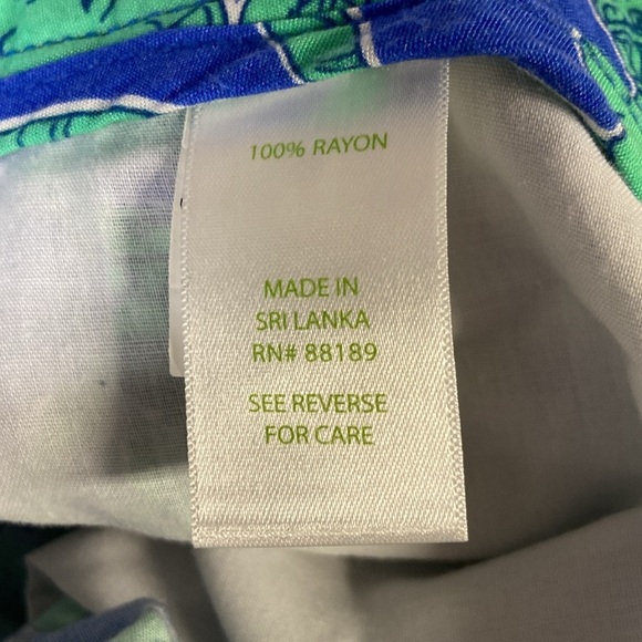 Vintage Lily Pulitzer Elephant Print Wide Leg Pants Blue Green Size Medium - Picture 7 of 7